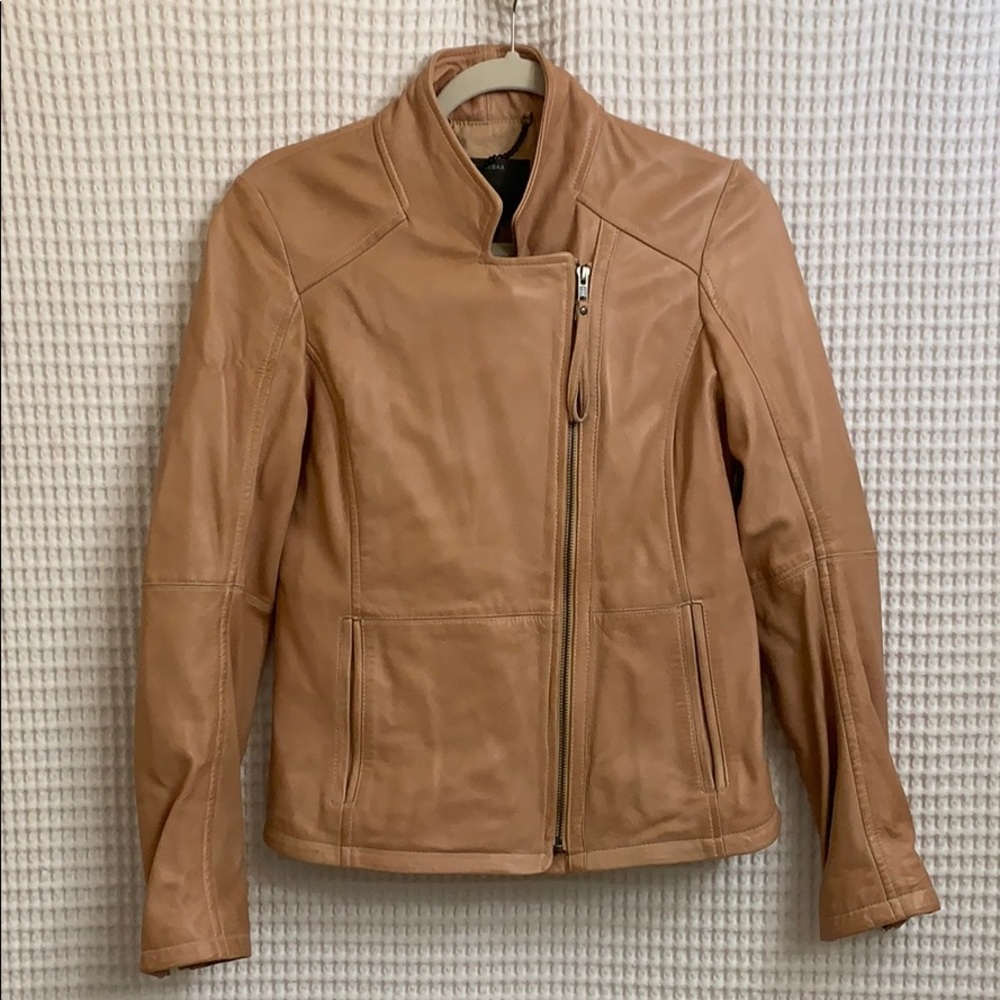 Muubaa women’s leather jacket beige Sz 2
